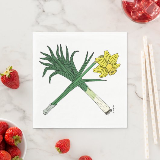Leek en Daffodil Crossed Servet (Insitu)