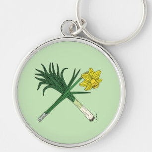 Leek en Daffodil Crossed Sleutelhanger