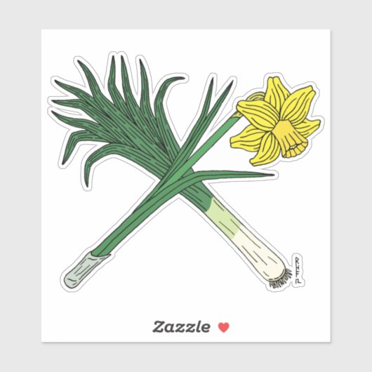 Leek en Daffodil Crossed Sticker (Vel)