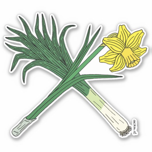 Leek en Daffodil Crossed Sticker (Voorkant)