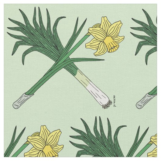 Leek en Daffodil Crossed Stof (Close Up)