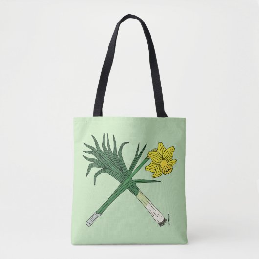 Leek en Daffodil Crossed Tote Bag (Voorkant)
