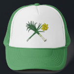 Leek en Daffodil Crossed Trucker Pet<br><div class="desc">Zowel de prei als de daffodil hebben Wales symboliseren. Leek en daffodil verschijnen samen in dit originele ontwerp van Richard H. Fay.</div>