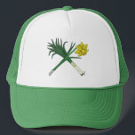 Leek en Daffodil Crossed Trucker Pet<br><div class="desc">Zowel de prei als de daffodil hebben Wales symboliseren. Leek en daffodil verschijnen samen in dit originele ontwerp van Richard H. Fay.</div>