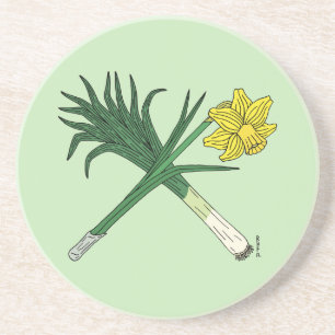 Leek en Daffodil Crossed Zandsteen Onderzetter