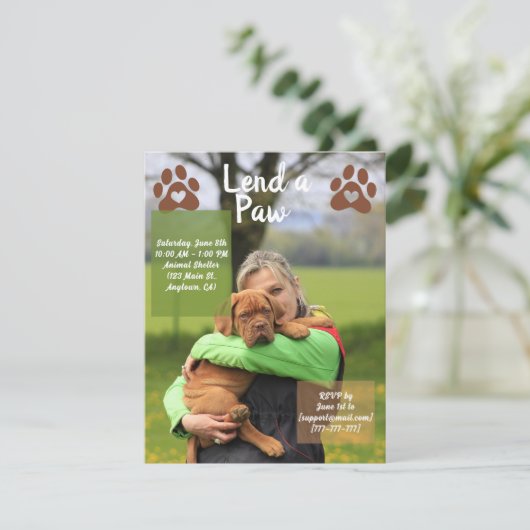 Leen een Poot, Dierenopvang Vrijwilliger Kaart (Staand voorkant)