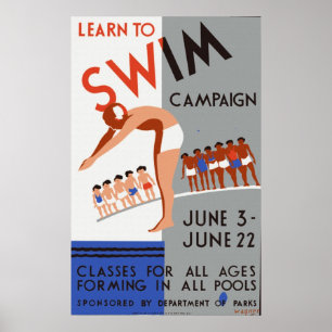 Leer aan het Poster van de Campagne van het Swim