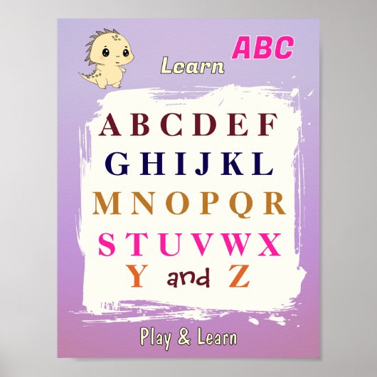 Leer ABC met Dino Poster (Voorkant)