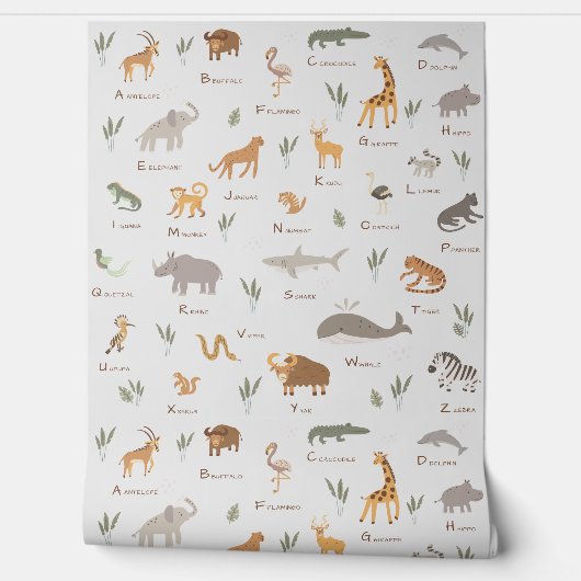 Leer ABC Wild Animals Fun Behang (Afrollen)