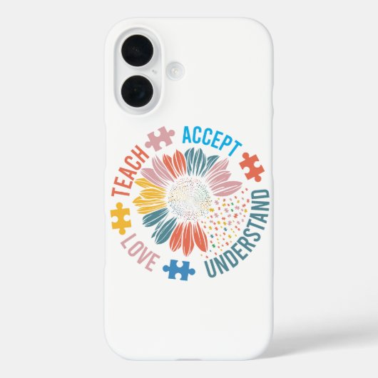 "Leer Accepteer Houd Van Begrijp" Puzzelstuk Bloem Case-Mate iPhone Case (Achterkant)