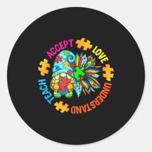 Leer accepteren begrijpen liefde autisme kabouter ronde sticker