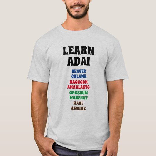 Leer Adai - Bever, Wasbeer, Opossum, Haas T-shirt (Voorkant)