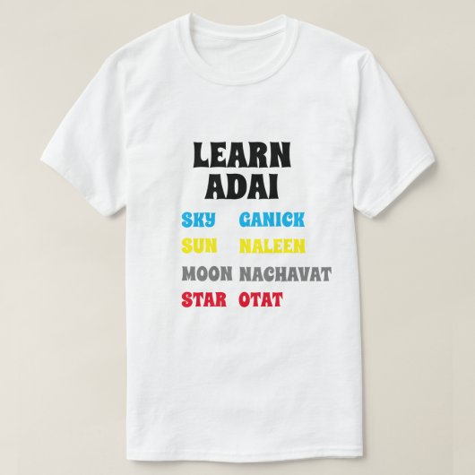 Leer Adai Sky, Moon, Sun, Star T-shirt (Design voorkant)