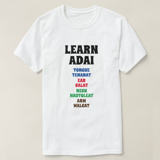 Leer Adai - Tongue, Oorsprong, nek, arm T-shirt (Design voorkant)