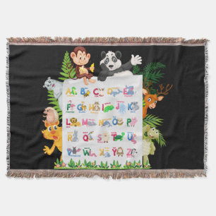 Leer Alphabet & Dieren Onderwijs Deken