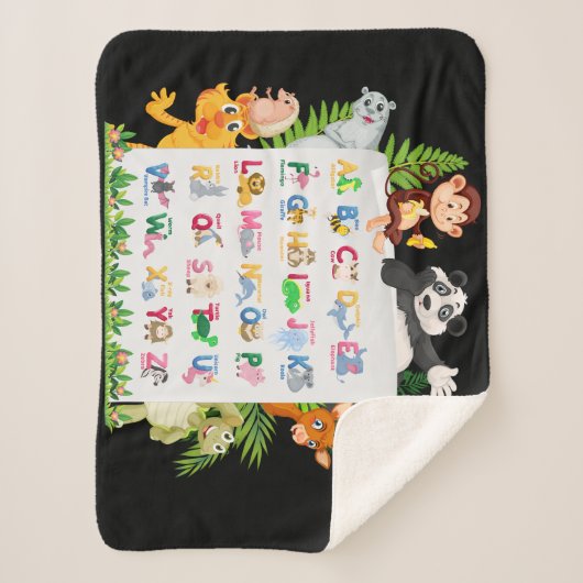 Leer Alphabet & Dieren Onderwijs Sherpa Deken (Voorkant)