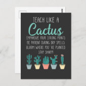 Leer als een cactus-leraar terug naar school briefkaart (Voorkant / Achterkant)