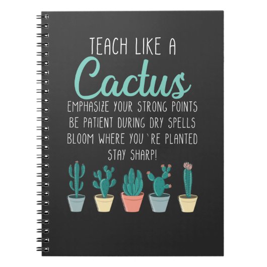 Leer als een cactus-leraar terug naar school notitieboek (Voorkant)