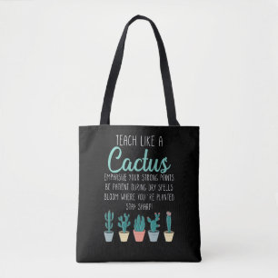 Leer als een cactus-leraar terug naar school tote bag