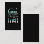 Leer als een cactus-leraar terug naar school visitekaartje (Voorkant / Achterkant)