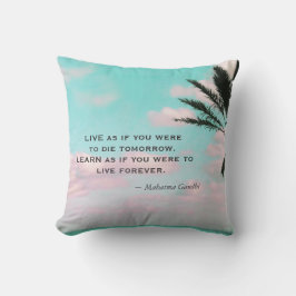 Leer alsof je...Ghandi Quote Tropical Theme Kussen