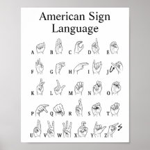 Leer Amerikaanse Gebarentaal Alfabet Poster