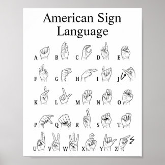 Leer Amerikaanse Gebarentaal Alfabet Poster