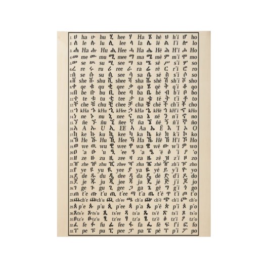 Leer Amharic AlphaBet Poster Engelse grafiek (Voorkant)