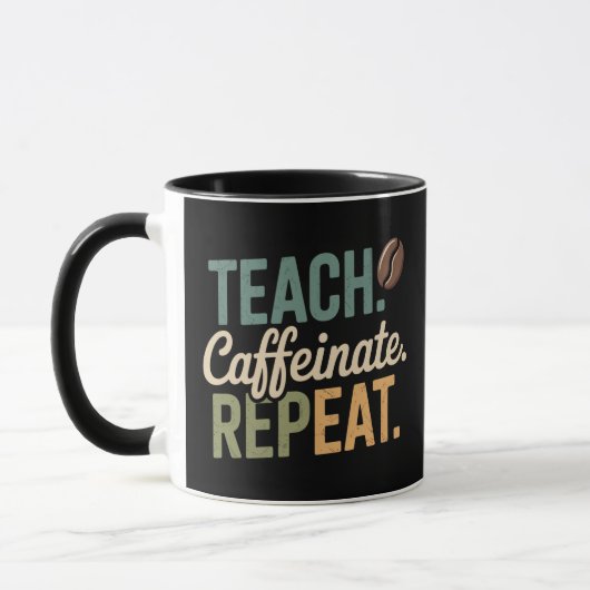 Leer Caffeinate Repeat Coffee Teacher Mok (Links)