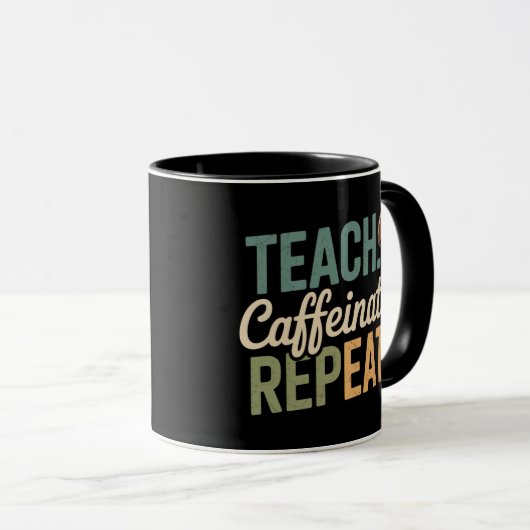 Leer Caffeinate Repeat Coffee Teacher Mok (Voorkant rechts)