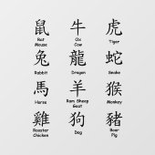 Leer Chinees lezen met Black Zodiadieren Raamsticker (Vel)