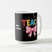 Leer Coquette Bow Crayon Docent Kinder Grappig Koffiemok (Voorkant rechts)