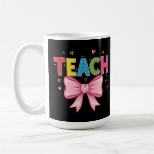 Leer Coquette Bow Crayon Docent Kinder Grappig Koffiemok