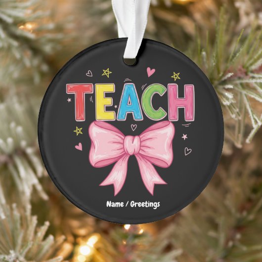 Leer Coquette Bow Crayon Docent Kinder Grappig Ornament (Boom)