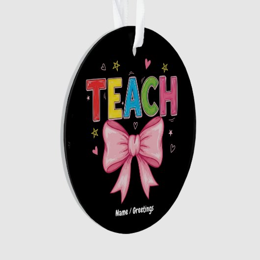 Leer Coquette Bow Crayon Docent Kinder Grappig Ornament (voorkant)