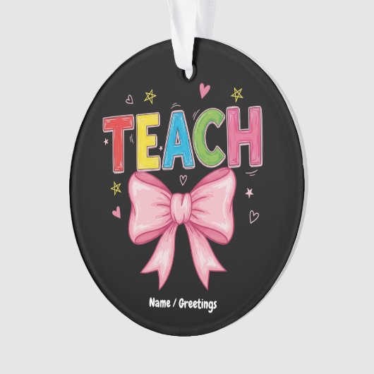 Leer Coquette Bow Crayon Docent Kinder Grappig Ornament (voorkant)