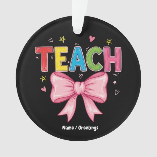 Leer Coquette Bow Crayon Docent Kinder Grappig Ornament (voorkant)