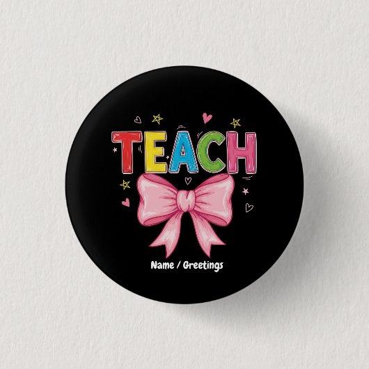 Leer Coquette Bow Crayon Docent Kinder Grappig Ronde Button 3,2 Cm (Voorkant)