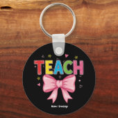 Leer Coquette Bow Crayon Docent Kinder Grappig Sleutelhanger (Voorkant)