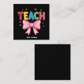 Leer Coquette Bow Crayon Docent Kinder Grappig Vierkante Visitekaartje (Voorkant / Achterkant)