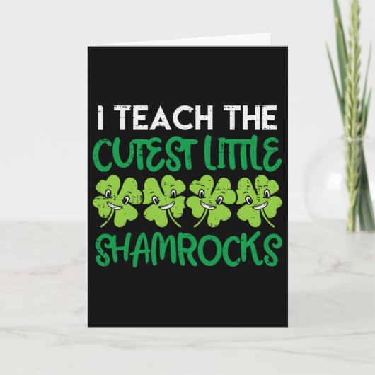 Leer Cute Kleine Shamrocks Clover St Patricks D Kaart (Voorkant)