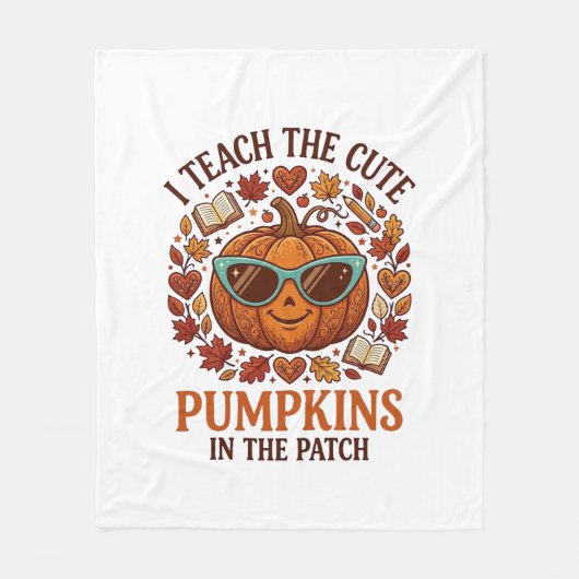 Leer Cute Pumpkins Patch Halloween Zonnebril_1 Fleece Deken (Voorkant)