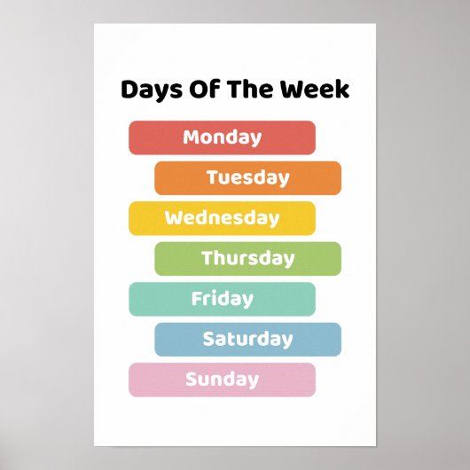 Leer dagen van de week poster (Voorkant)
