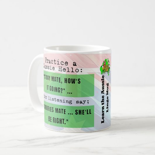 Leer de aussie lingo grappige koffie mok (Voorkant links)