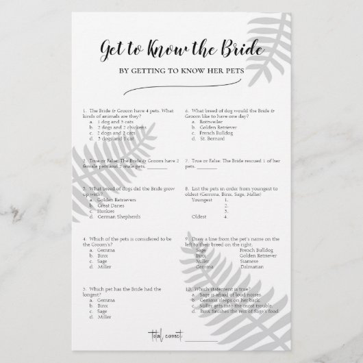 Leer de bruid kennen door haar huisdieren te leren (Voorkant)