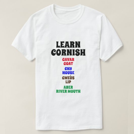Leer de Cornish - Goat, House, Lip, River Mouth T-shirt (Design voorkant)