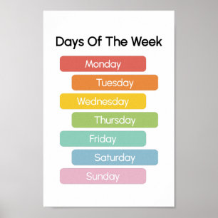 Leer de dagen van de week poster