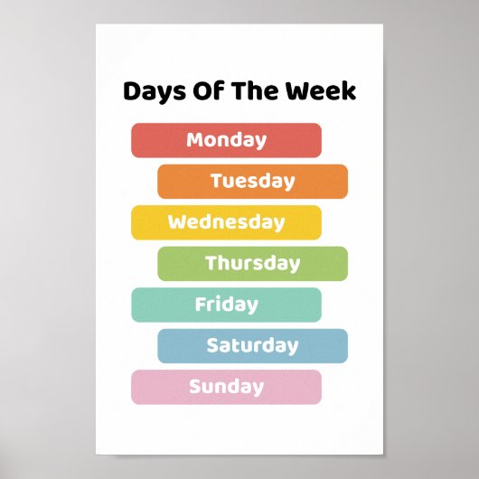 Leer de dagen van de week poster (Voorkant)