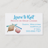 Leer de Knit Needles Yarn Knitting Lessen Visitekaartje (Voorkant)