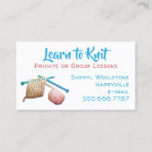 Leer de Knit Needles Yarn Knitting Lessen Visitekaartje (Voorkant)